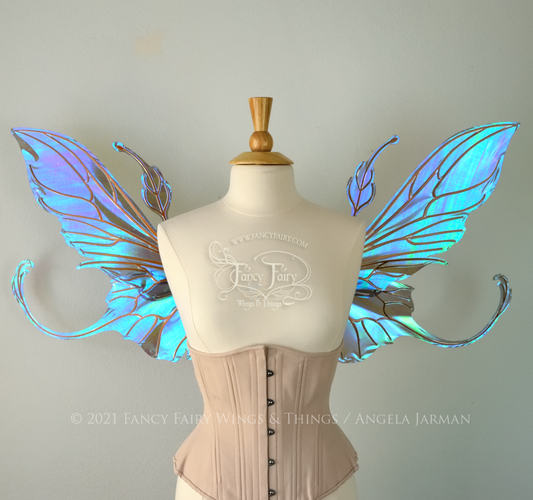 Elvina Iridescent Convertible Fairy Wings in Dark Crystal with Copper veins