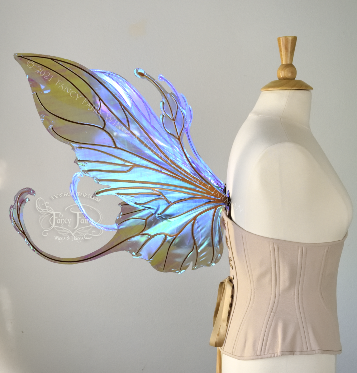 Elvina Iridescent Convertible Fairy Wings in Dark Crystal with Copper veins