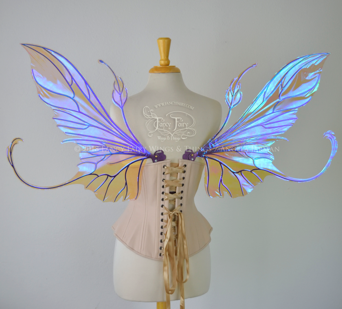 Elvina Iridescent Convertible Fairy Wings in Lilac with Chameleon Cherry Violet Glitter veins
