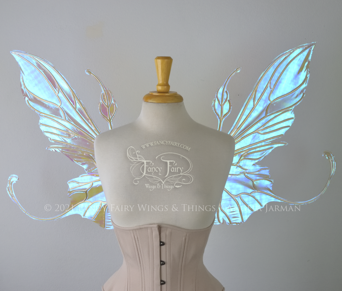 Elvina Iridescent Convertible Fairy Wings in Opal with Candy Coat Gold veins