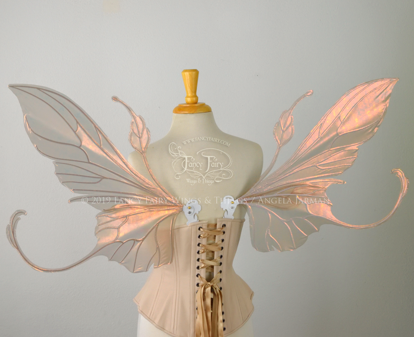 Elvina Iridescent Convertible Fairy Wings in Rose Gold with Pearl White veins