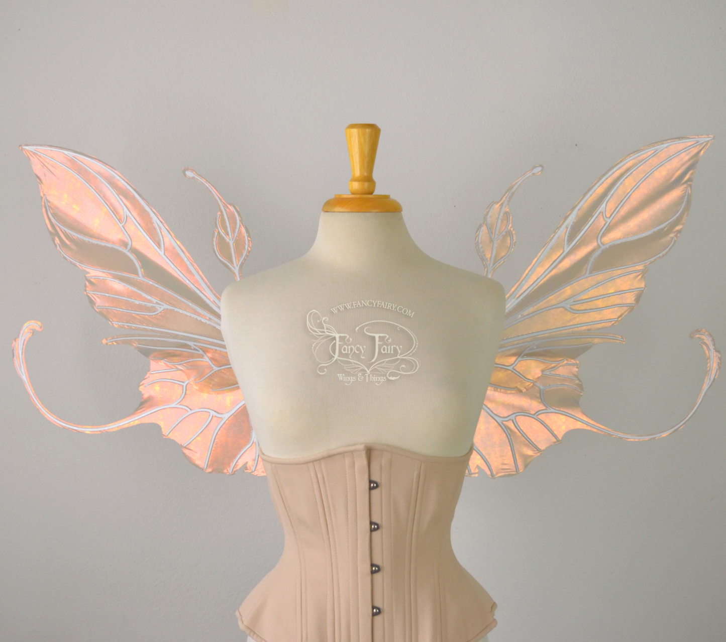 Elvina Iridescent Convertible Fairy Wings in Rose Gold with Pearl White veins