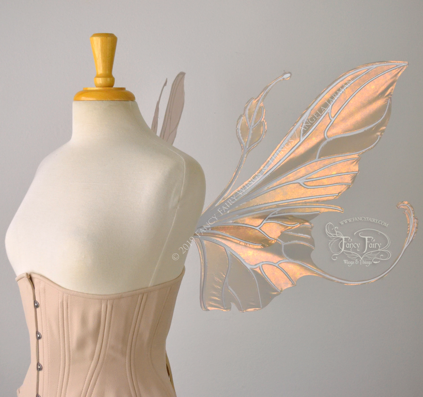 Elvina Iridescent Convertible Fairy Wings in Rose Gold with Pearl White veins