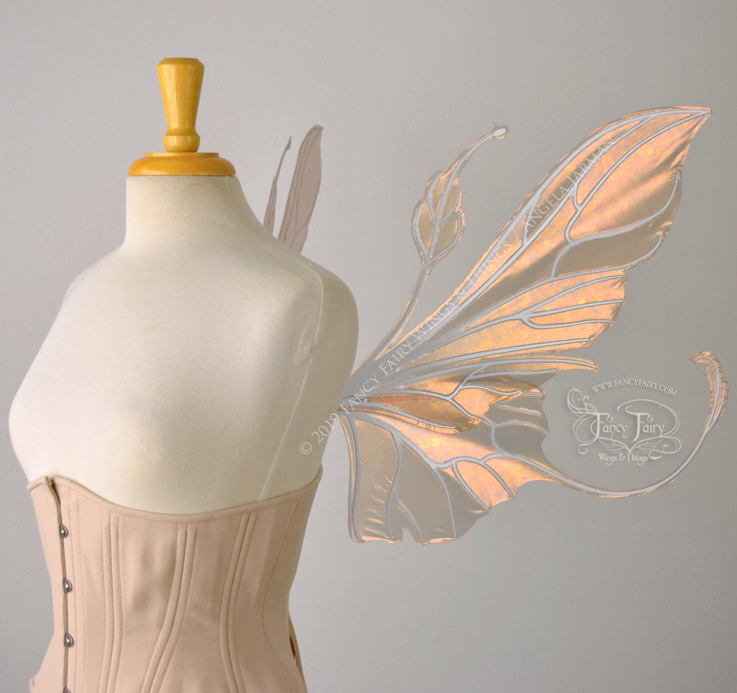 Elvina Iridescent Convertible Fairy Wings MTO in Your Color with Pearl White veins