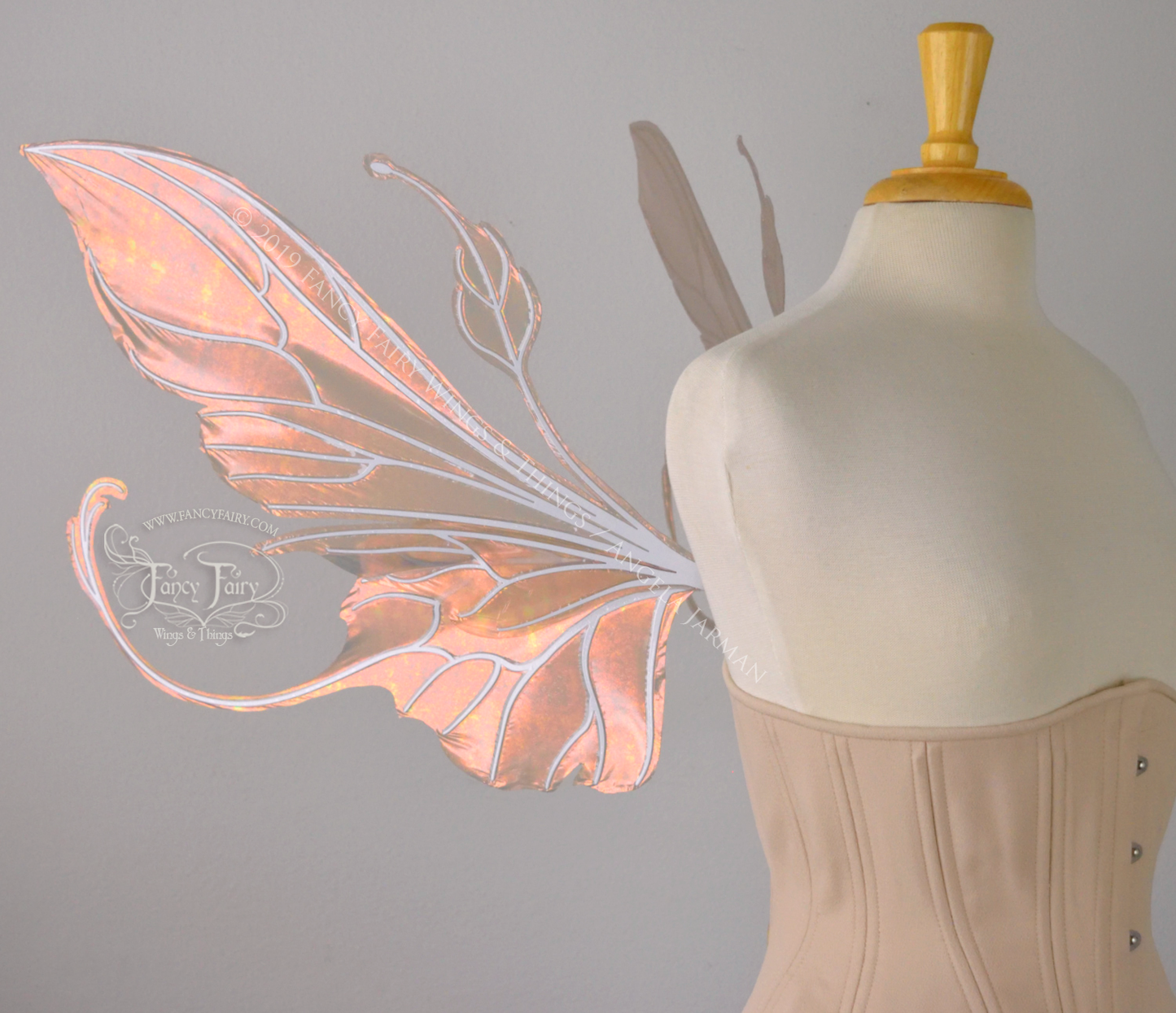 Elvina Iridescent Convertible Fairy Wings in Rose Gold with Pearl White veins