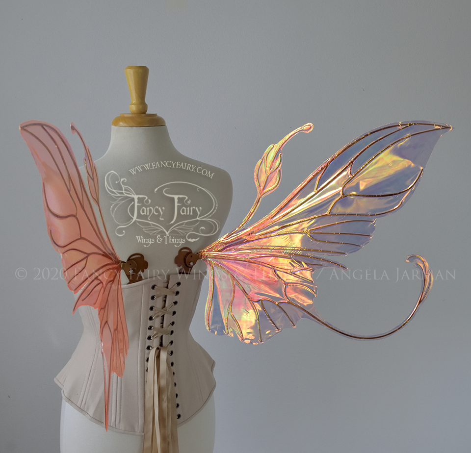 Elvina Iridescent Convertible Fairy Wings in Spiked Punch with Copper veins