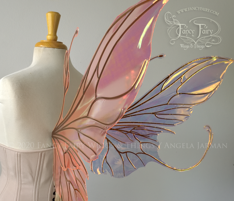 Elvina Iridescent Convertible Fairy Wings in Spiked Punch with Copper veins