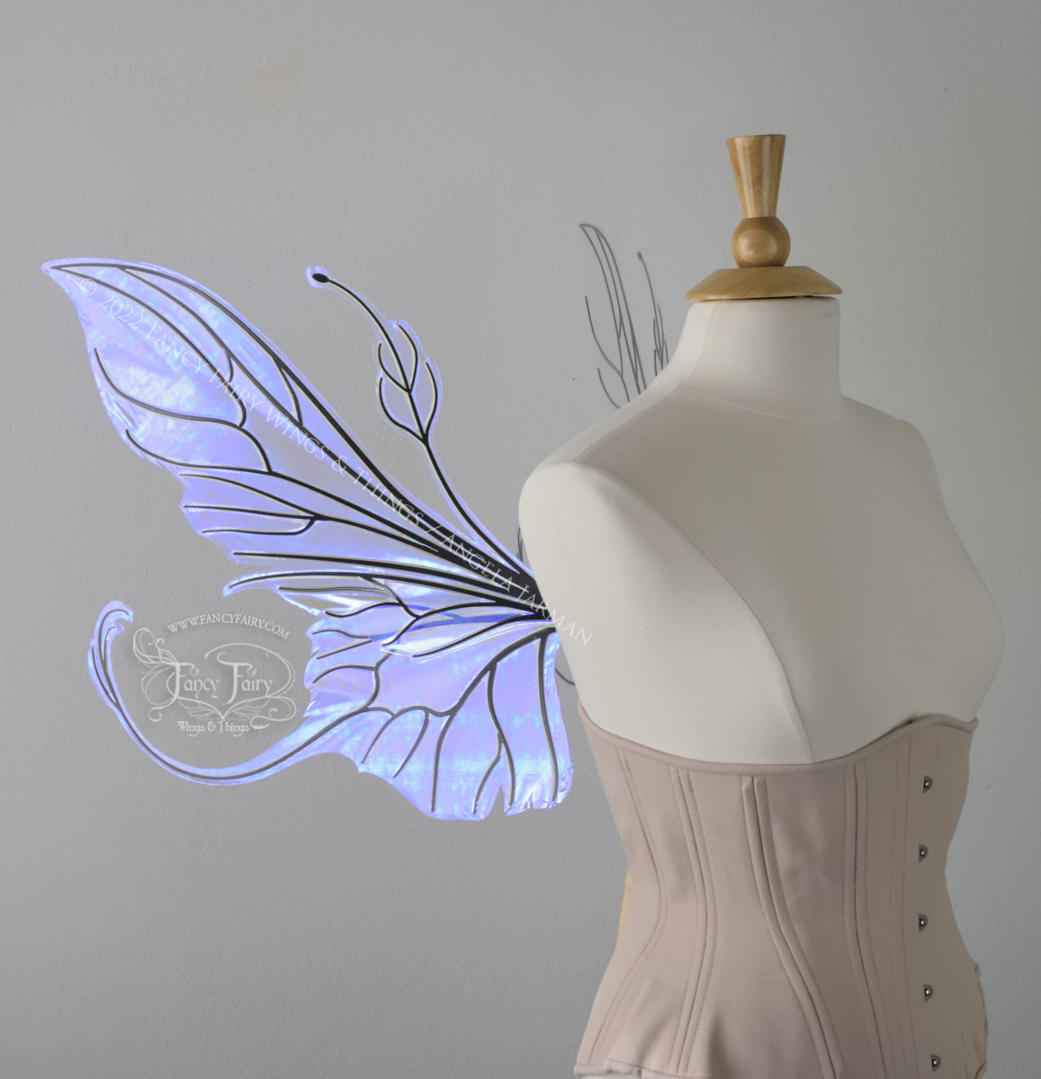 Elvina Iridescent Convertible Fairy Wings in Clear Ultraviolet with Black veins