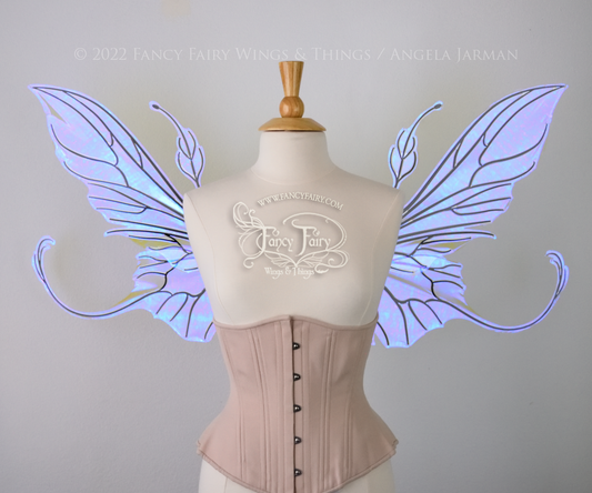 Elvina Iridescent Convertible Fairy Wings in Clear Ultraviolet with Black veins