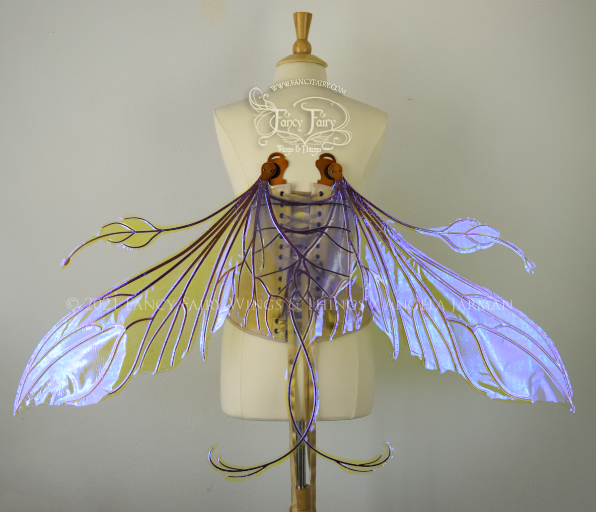 Extra Large Elvina Iridescent Convertible Fairy Wings in Ultraviolet with Copper veins