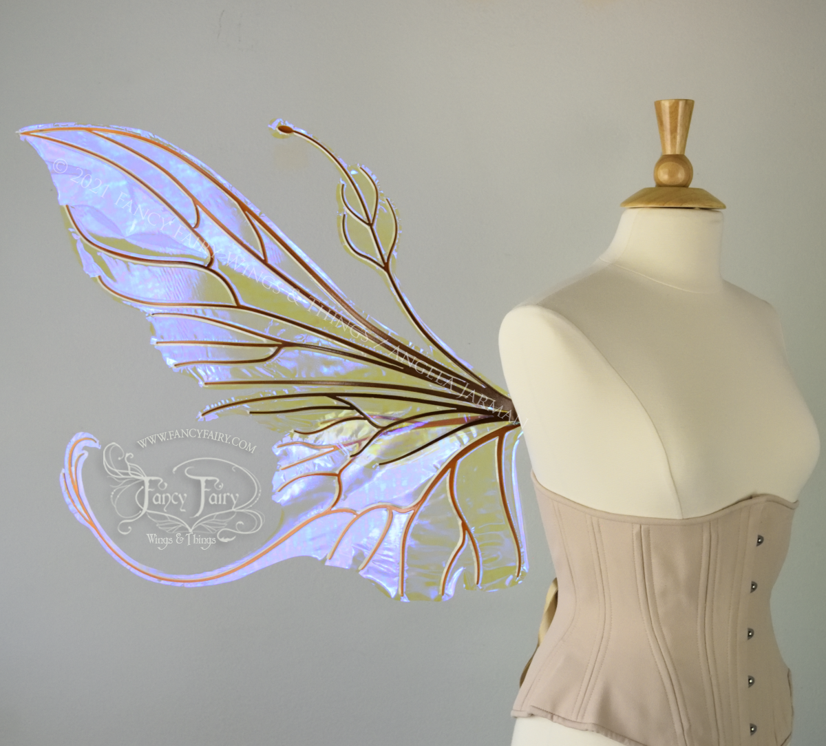 Extra Large Elvina Iridescent Convertible Fairy Wings in Ultraviolet with Copper veins
