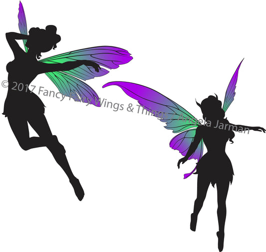 Flying Fairies Silhouettes Clip Art Vector Art - EPS and ai files