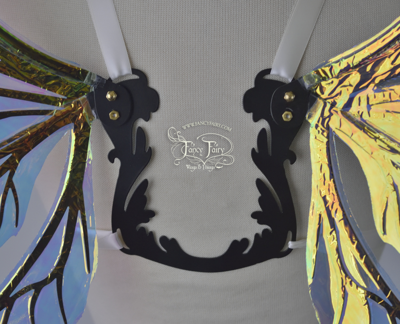 Draconia II Convertible Iridescent Fairy Wings in Your Choice of Film Color with Black Veins