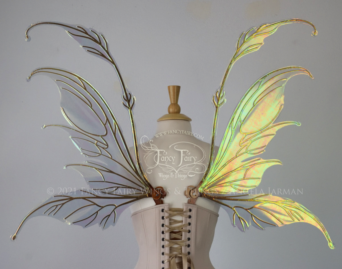 Fauna - Datura Iridescent Convertible Fairy Wings in Patina Green with Copper veins