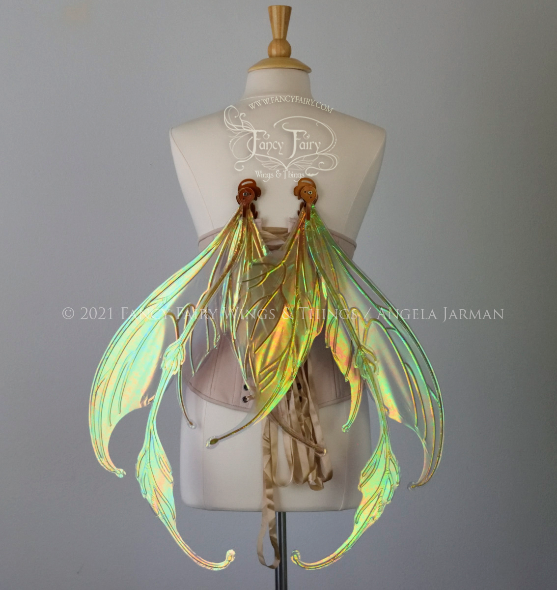 Fauna - Datura Iridescent Convertible Fairy Wings in Patina Green with Copper veins