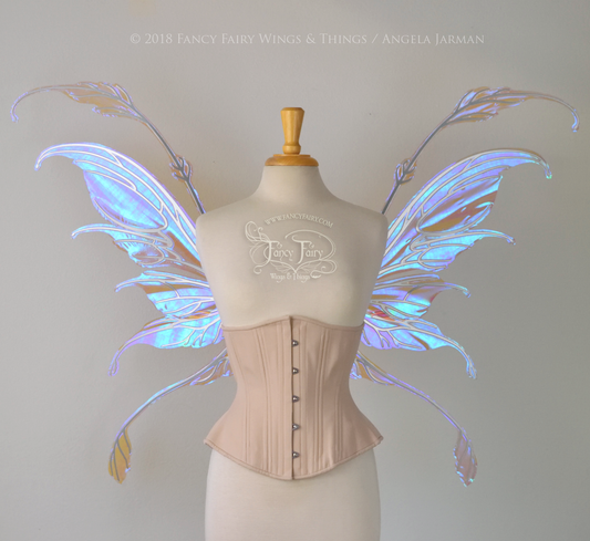 Fauna Iridescent Convertible Fairy Wings in Lilac with Silver Chrome veins