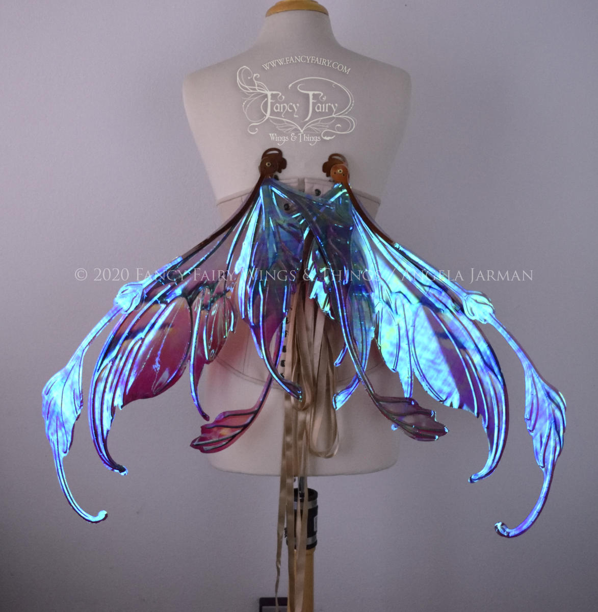 Fauna "Autumn Wine" Iridescent Painted Convertible Fairy Wings with Copper veins
