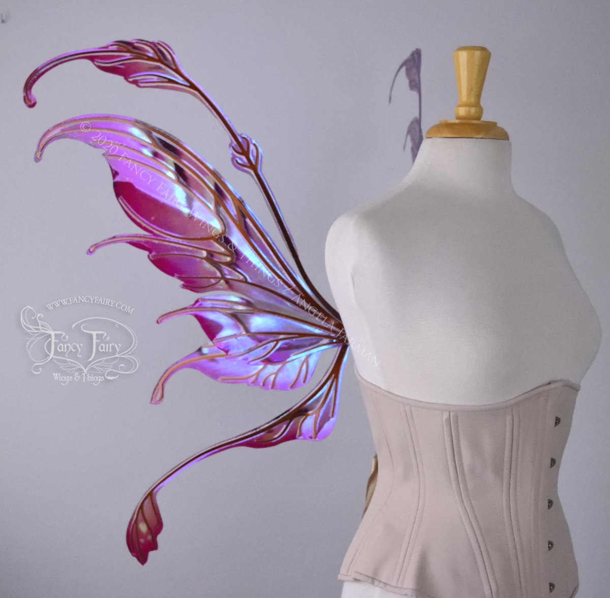 Fauna "Autumn Wine" Iridescent Painted Convertible Fairy Wings with Copper veins
