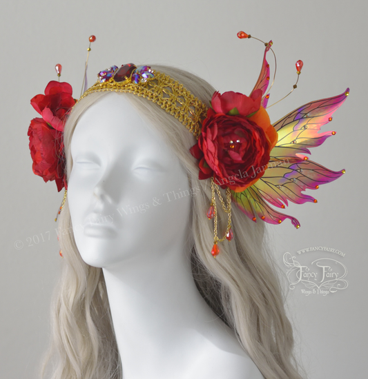 Fire Flower Fairy Headdress with Vivienne wings
