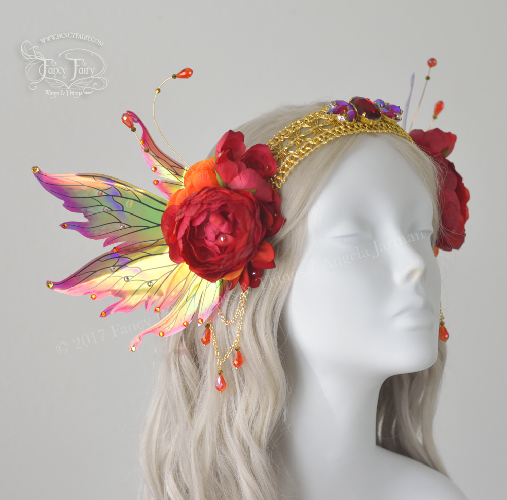 Fire Flower Fairy Headdress with Vivienne wings