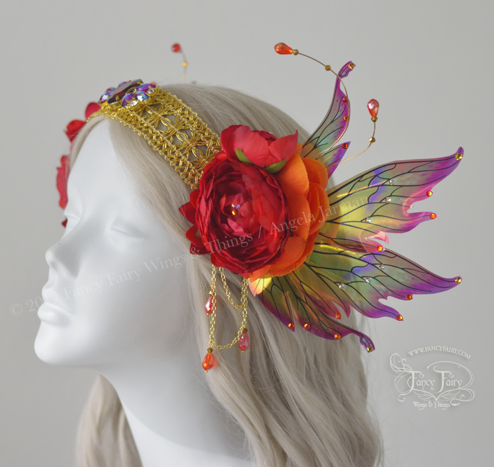 Fire Flower Fairy Headdress with Vivienne wings