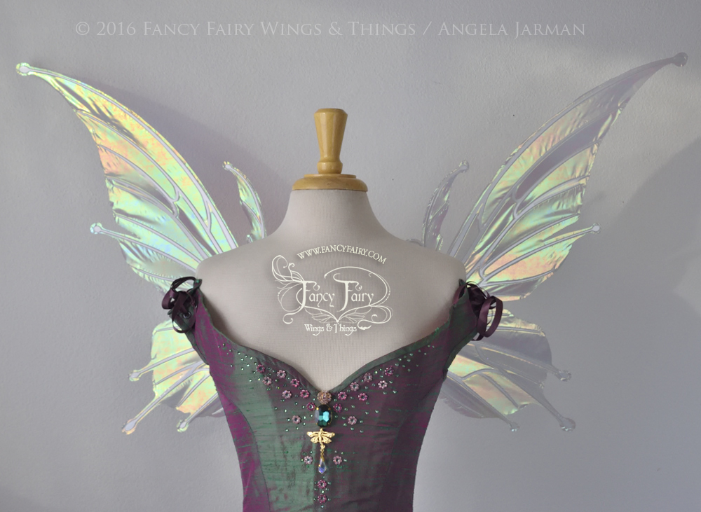 Flora Iridescent Fairy Wings in Patina with Pearl veins