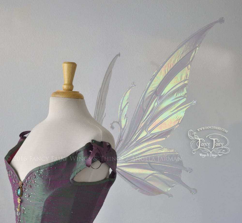 Flora Iridescent Fairy Wings in Patina with Pearl veins