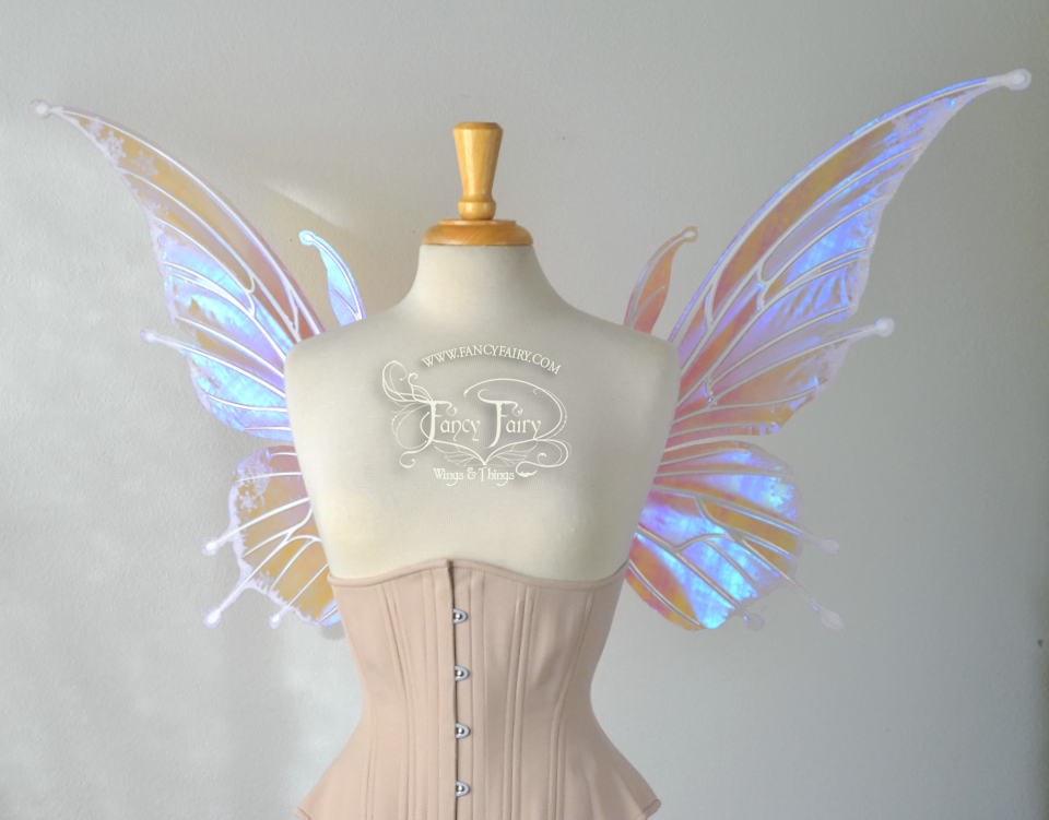 Flora "Sugarplum" Iridescent Fairy Wings with Glittered Flocking 'frost'