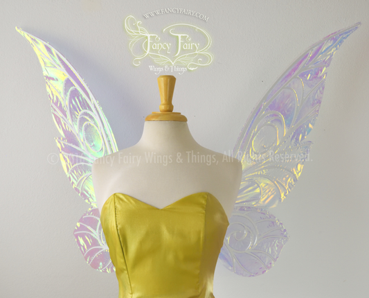 Trinket 26 inch Iridescent Fairy Wings in Clear with Pearl veins