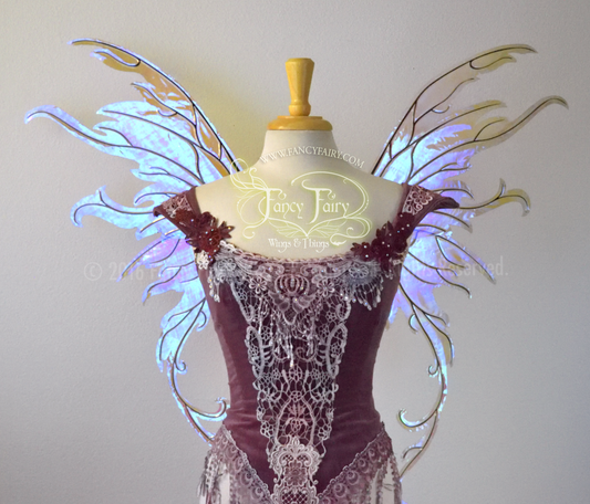 Amy Brown Inspired Iridescent Fairy Wings in Painted Grey on Lilac Film with Black veins