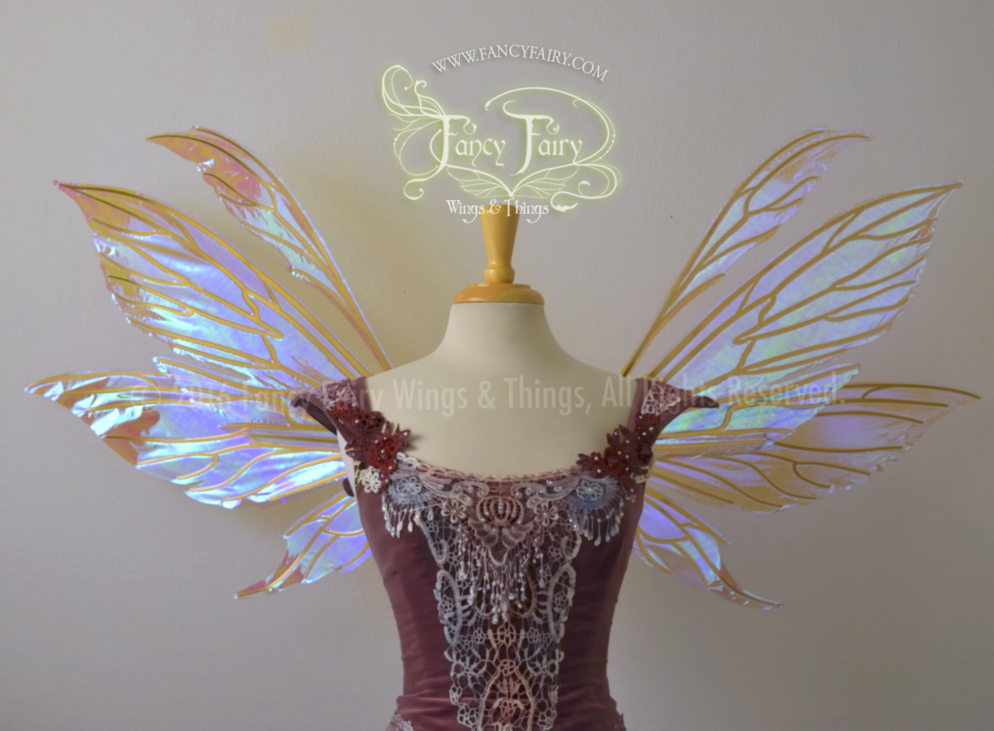Aynia Iridescent Fairy Wings in Lilac with Gold veins