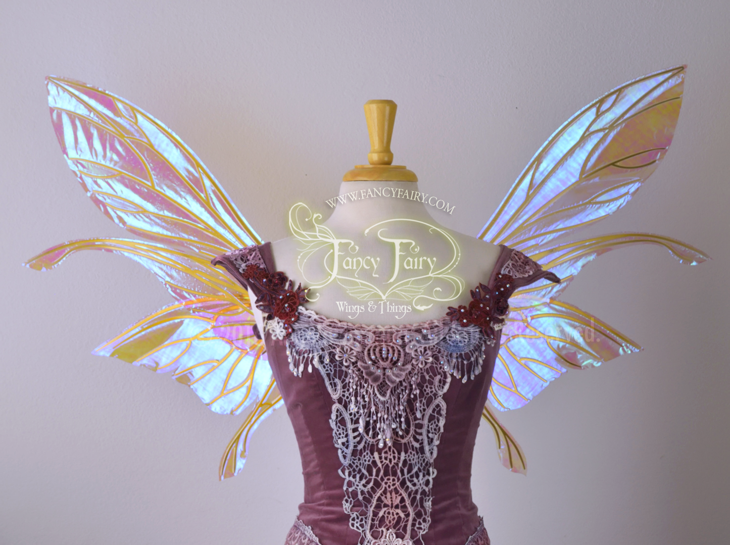 Salome Iridescent Fairy Wings in Lilac with Gold veins