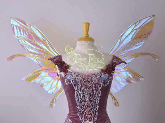 Salome Iridescent Fairy Wings in Lilac with Gold veins