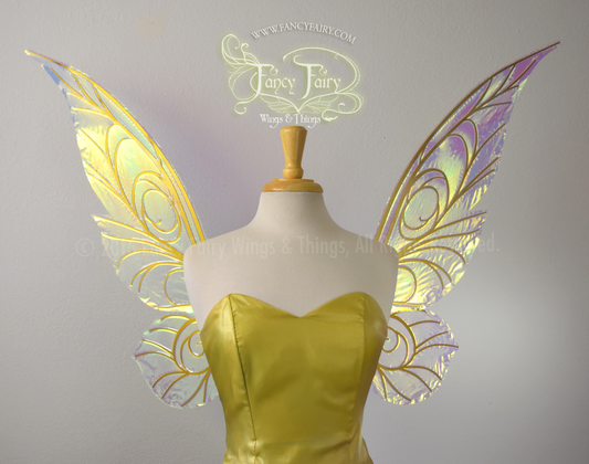 Trinket 26 inch Iridescent Fairy Wings in Clear with Gold veins