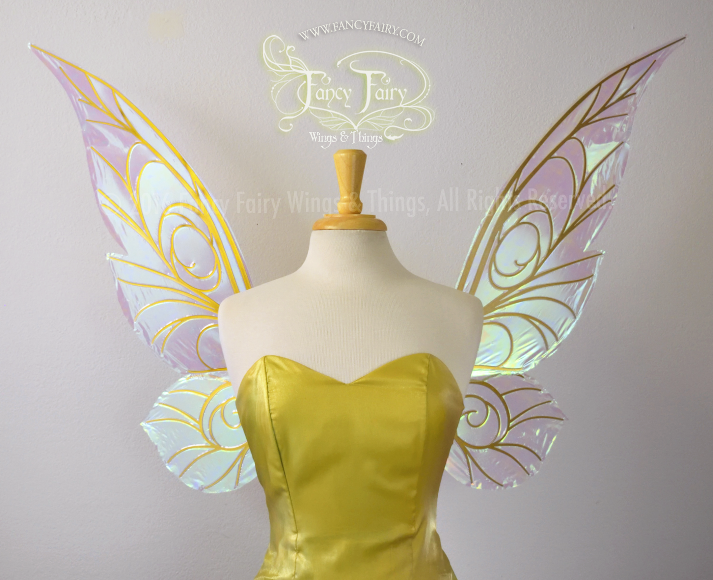 Trinket 26 inch Iridescent Fairy Wings in Clear with Gold veins