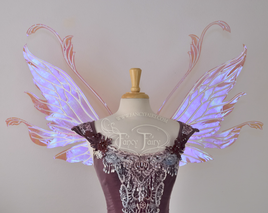 Vivienne Iridescent Fairy Wings in Berry with Pearl veins