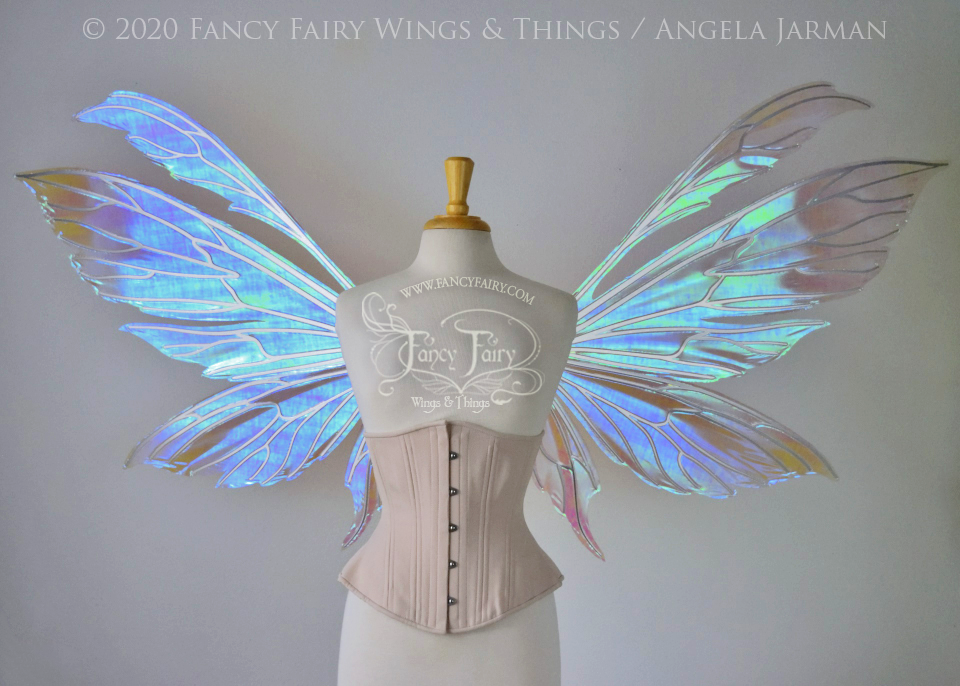 Giant Aynia Iridescent Convertible Fairy Wings in Lilac with Silver Veins