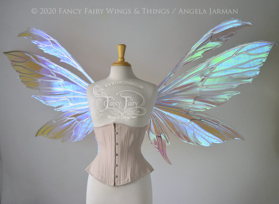 Giant Aynia Iridescent Convertible Fairy Wings in Lilac with Silver Veins