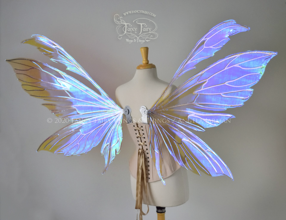 Giant Aynia Iridescent Convertible Fairy Wings in Lilac with Silver Veins