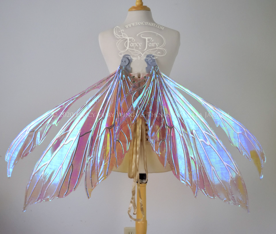 Giant Aynia Iridescent Convertible Fairy Wings in Lilac with Silver Veins