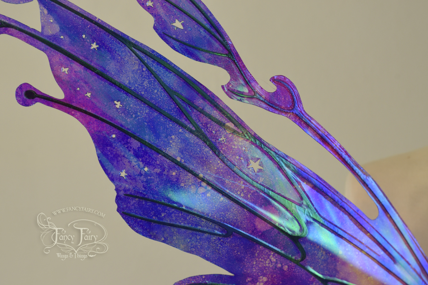 Galactic Goblin Iridescent Painted Fairy Wings with Gold Veins