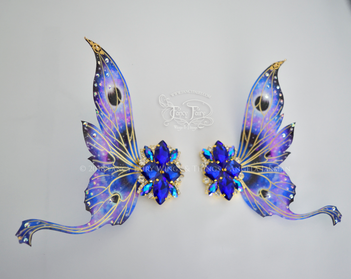 Datura Iridescent Convertible Fairy Wings and Hair Clips Set in Gilded Celestial with Gold veins & Crystals