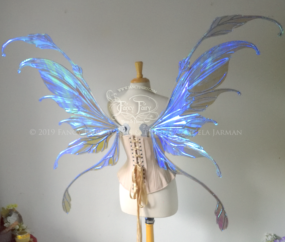 Giant Fauna Iridescent Convertible Fairy Wings in Dark Crystal with Silver Veins