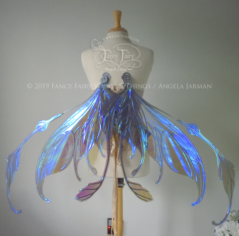 Giant Fauna Iridescent Convertible Fairy Wings in Dark Crystal with Silver Veins