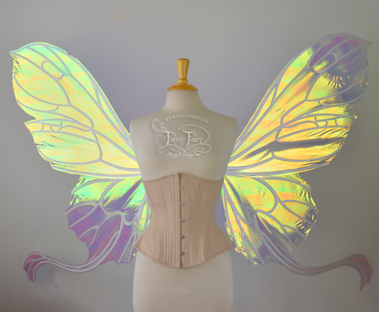 GIANT Pansy Gwen Iridescent Convertible Fairy Wings with Pearl White veins