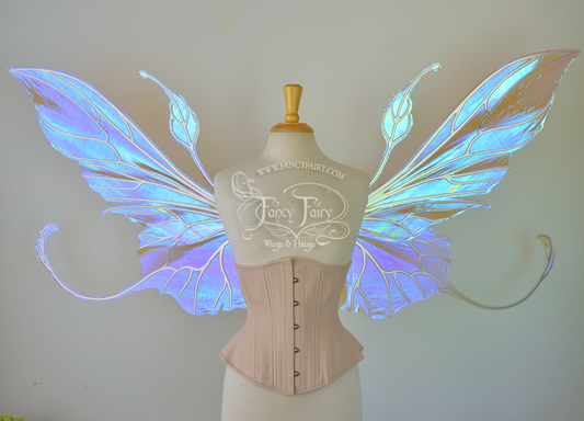Giant Elvina Iridescent Convertible Fairy Wings in Lilac with Silver Veins