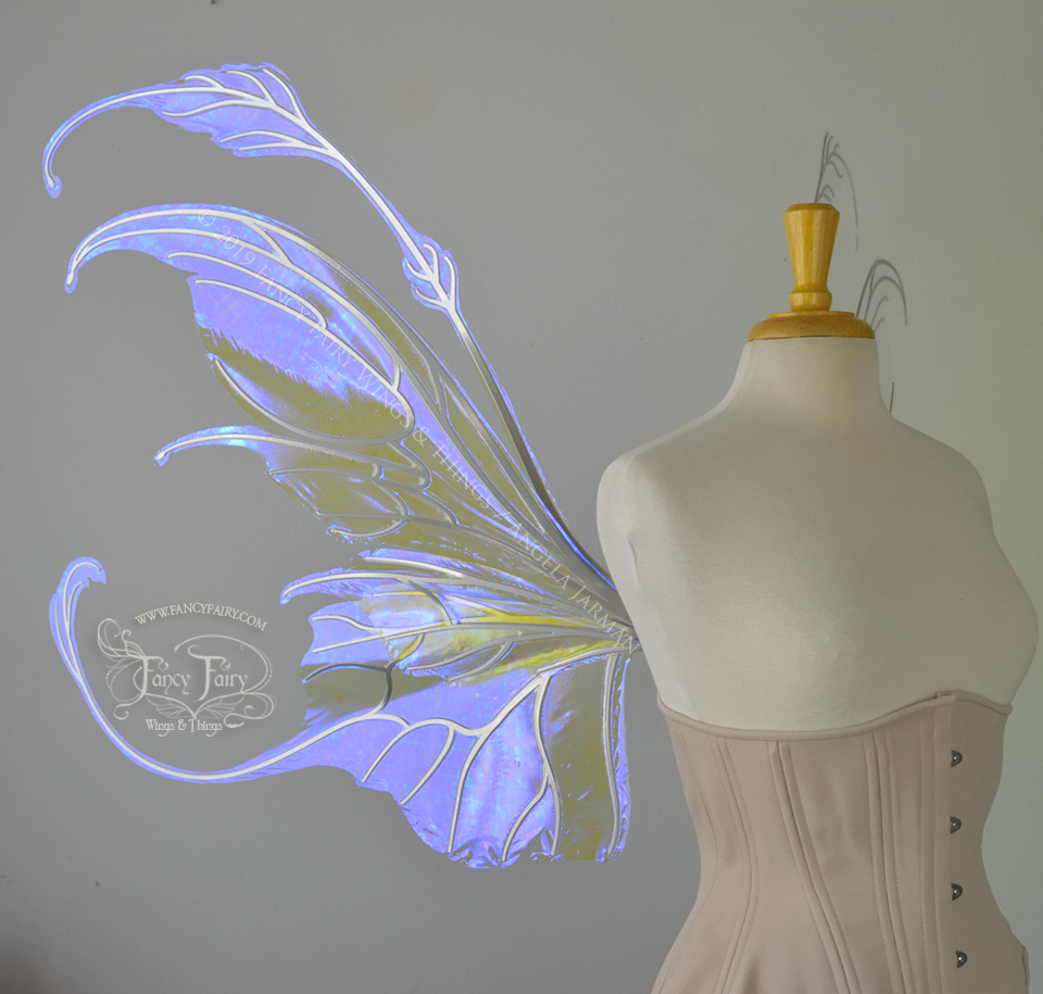 Giant Fauna / Elvina Iridescent Convertible Fairy Wings in Ultraviolet with Silver Veins