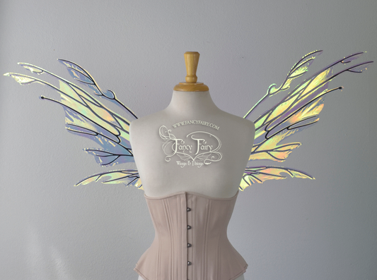 Goblin Iridescent Fairy Wings in Clear Diamond Fire with Gold Veins