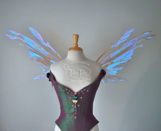 Goblin Iridescent Fairy Wings in Lilac with Gold Veins