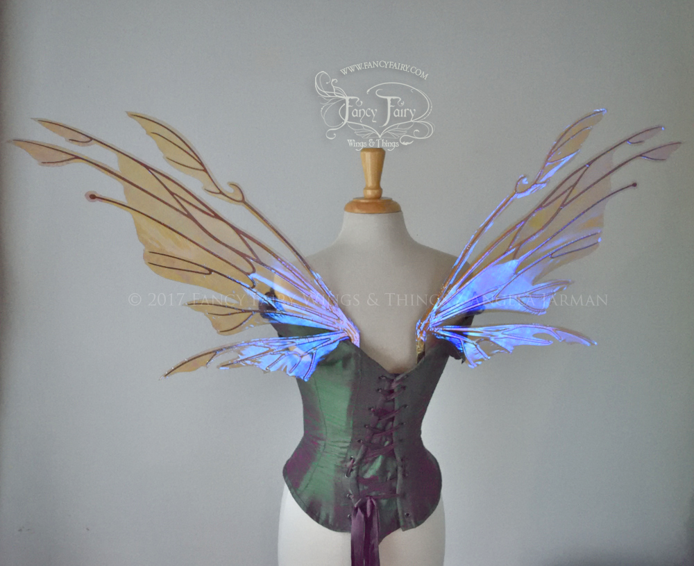 Goblin Iridescent Fairy Wings in Lilac with Gold Veins